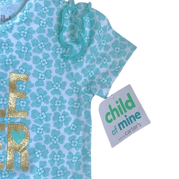 013 Child of Mine Floral & Glitter Print Short Sleeve Top NWT - Picture 4 of 5